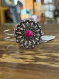 Western Concho Silvertone Hinge Bracelet