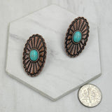 Oval  Copper Metal with Stone Earrings