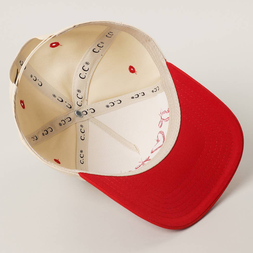 Sweet Hearts and Bows Embroidery Two-Tone Trucker Hat