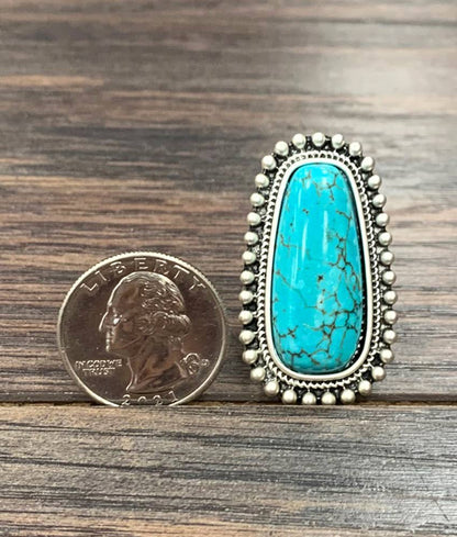 1.7" Western Turquoise Adjustable Ring