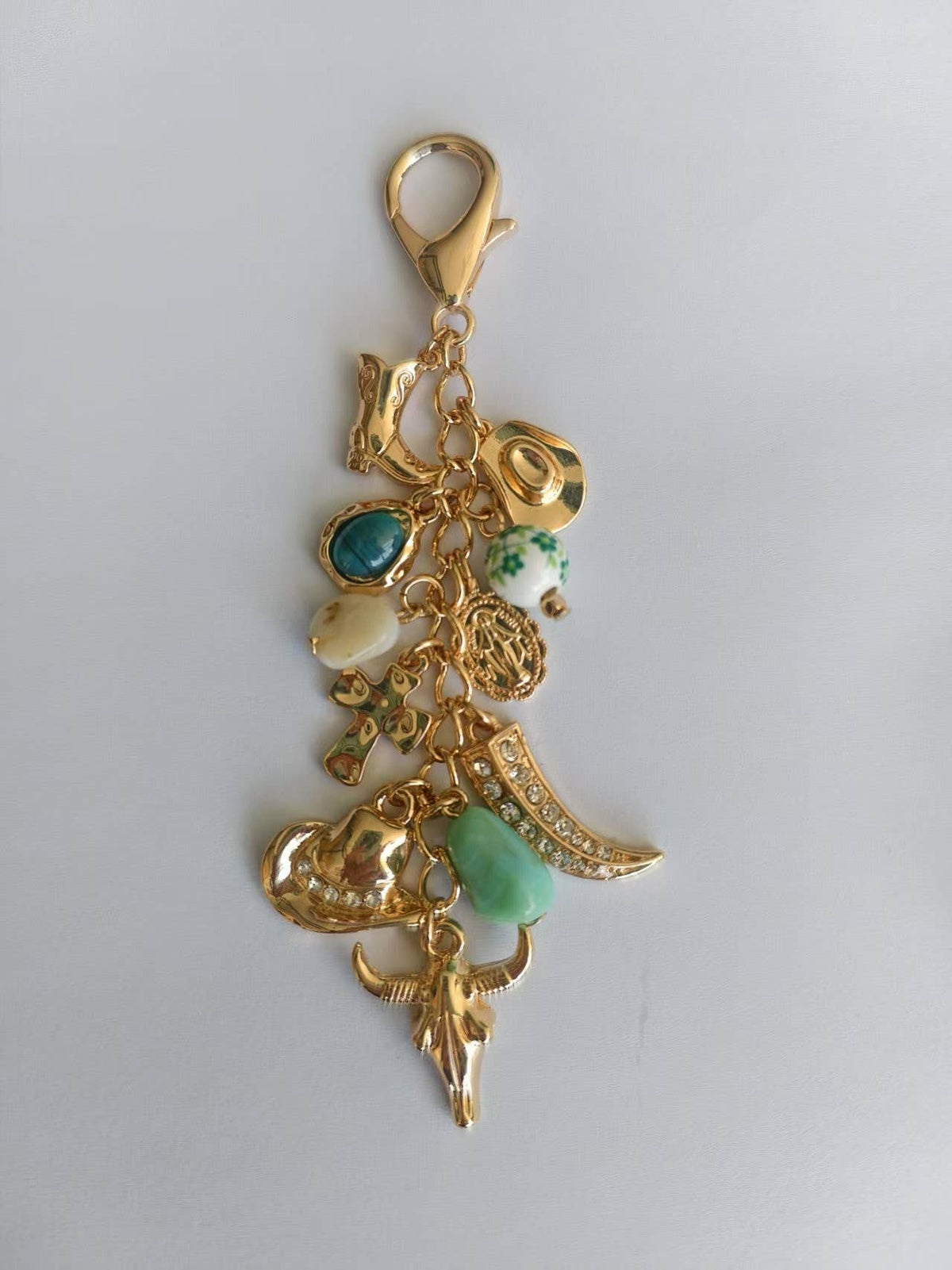 Western Porcelain Cross, Boot, Cowboy, Hat Bag Charm