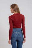Mock Neck Long Sleeve Sweater Knit Top