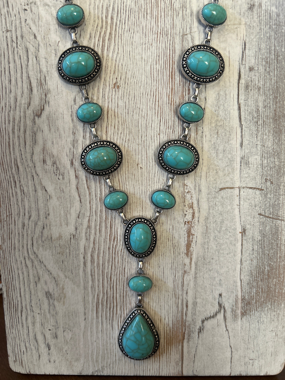 Large Circle & Oval Lariat Necklace