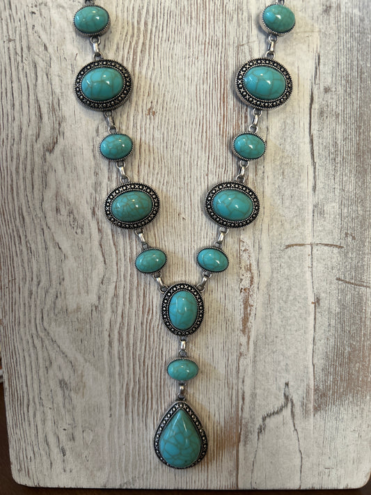 Large Circle & Oval Lariat Necklace