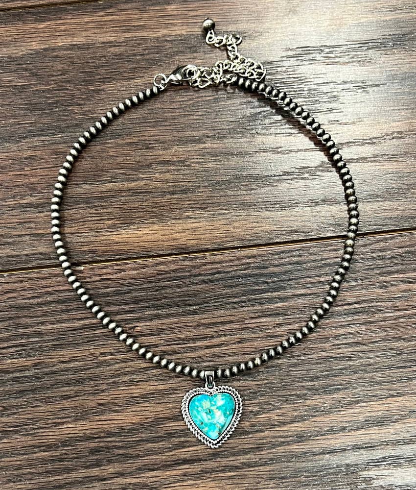 Handmade 15" Heart Gemstone Necklace