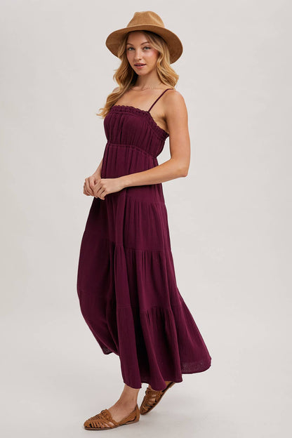 Ruffle Trim Tiered Maxi Sundress