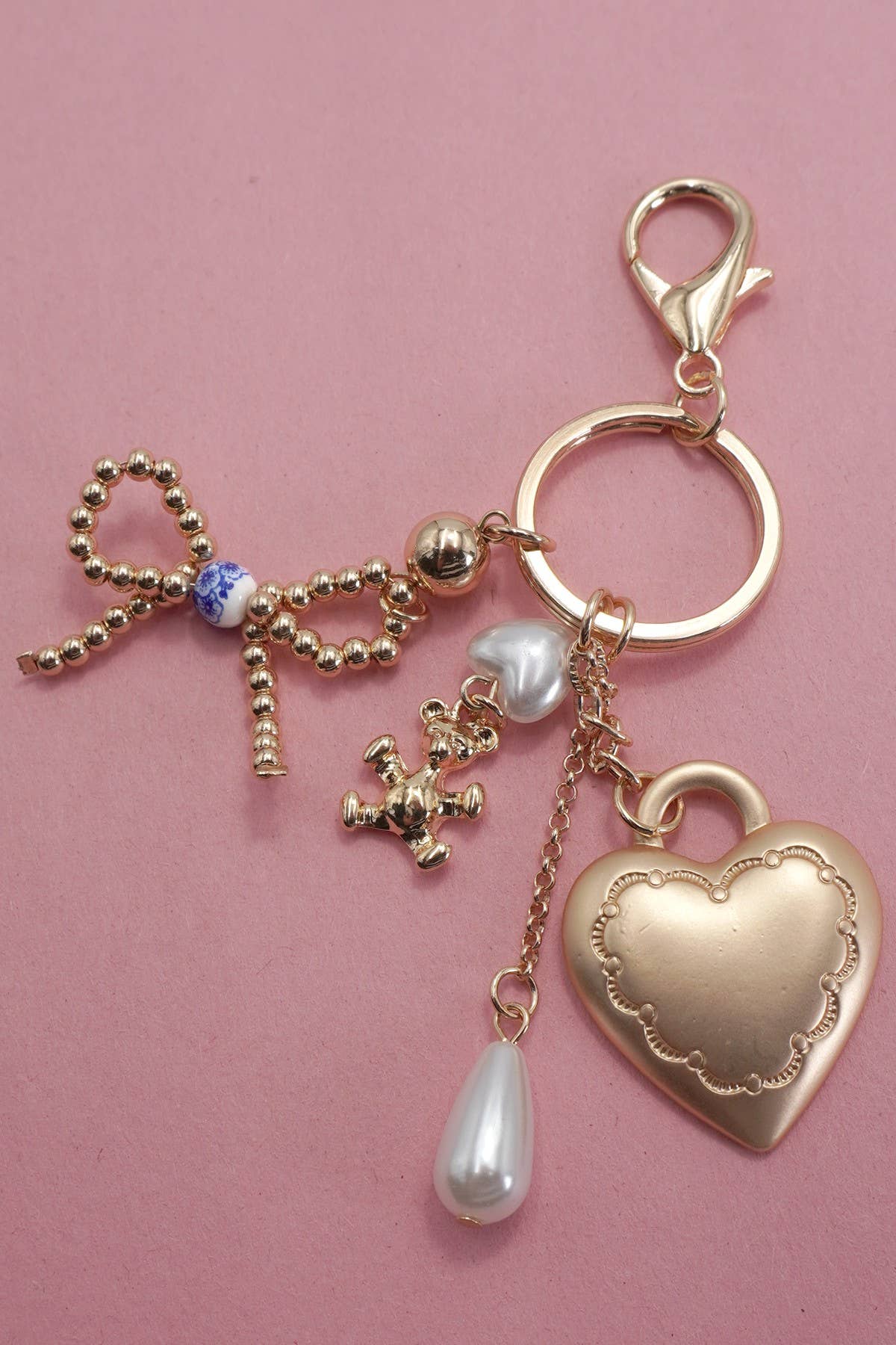 Bow, Heart, Teddy Bear Pearl Bag Charm