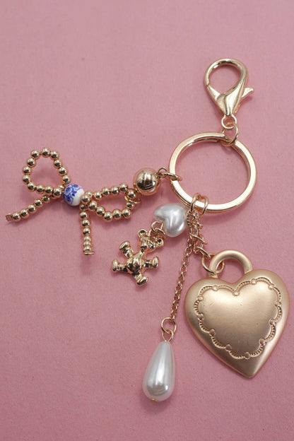 Bow, Heart, Teddy Bear Pearl Bag Charm