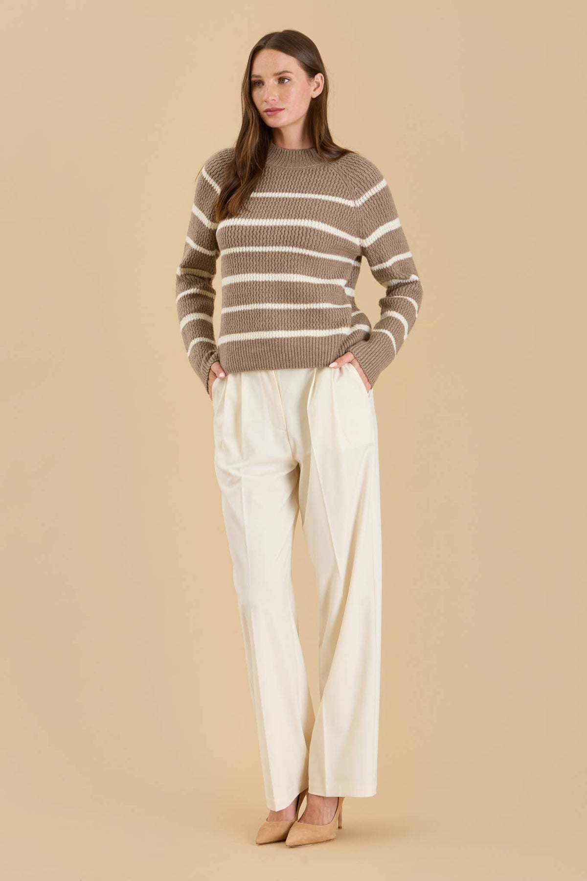 High Waist Pleated Wide Leg Dress Pants