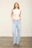 Mock Neck Ruched Shoulder Sleeveless Top