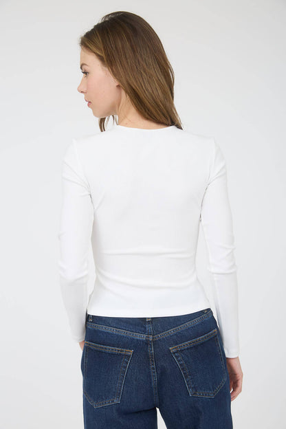 Ribbed Long Sleeve Button Known Knit Top