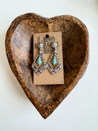 Western Aztec Stone Stud Earrings