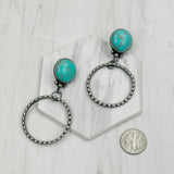 Silver Metal Circle Stone Earrings