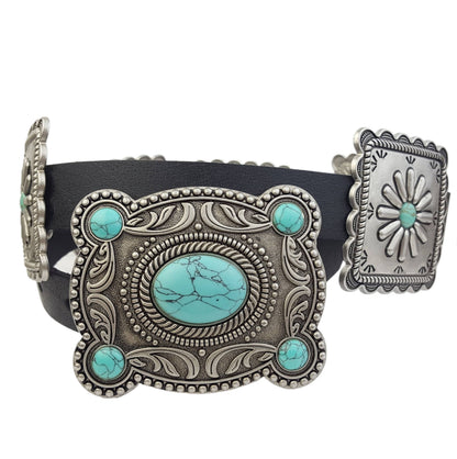 Western Concho Belt in Genuine Cowhide Leather