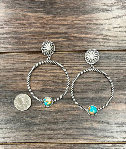 Gemstone Hoop Post Earrings