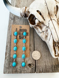 Western 5 Tier Stone Concho Post Drop Earrings