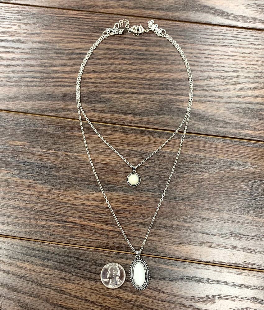 20" 2-strand White Turquoise Necklace