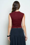 Funnel Neck Scrunch Knit Top