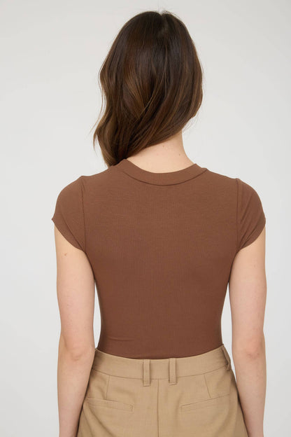Round Neck Short Sleeve Knit Bodysuit
