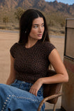 Leopard Print Short Sleeve Cropped Top