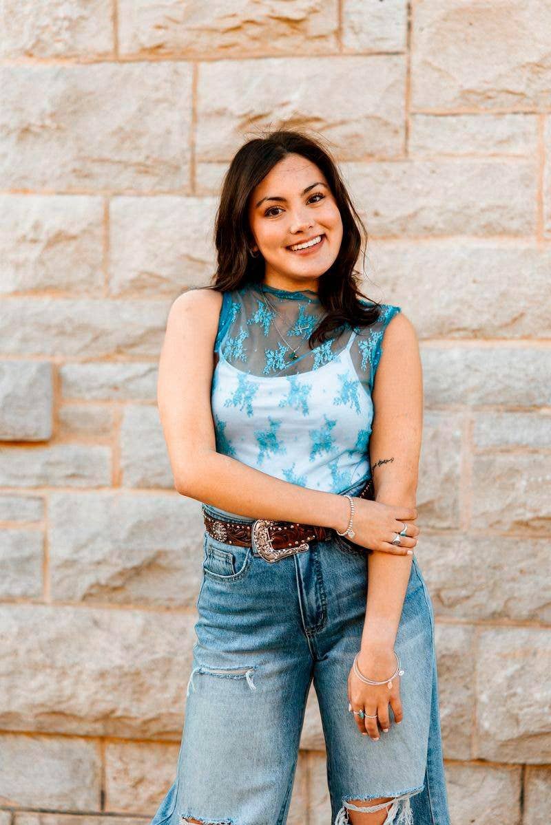 Plus Size Jade Lace Sleeveless  Stretch Top