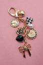 Bow, Checker Heart, Flower Bag Charm