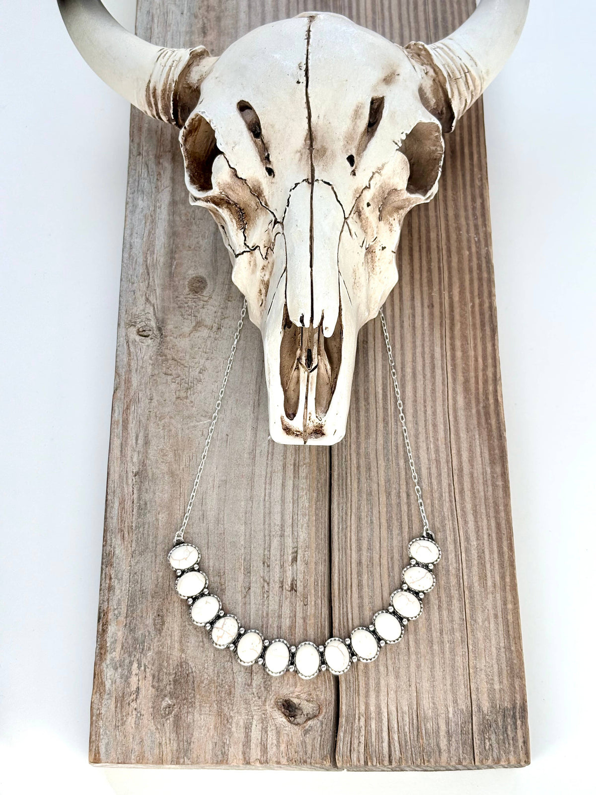 Western Style Turquoise Stone Bar Pendant Chain Necklace