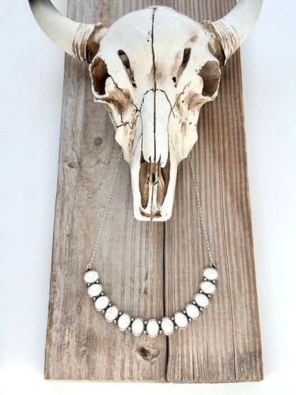 Western Style Turquoise Stone Bar Pendant Chain Necklace