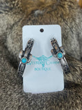 Western semi stone hoops - aztec flower cactus studs