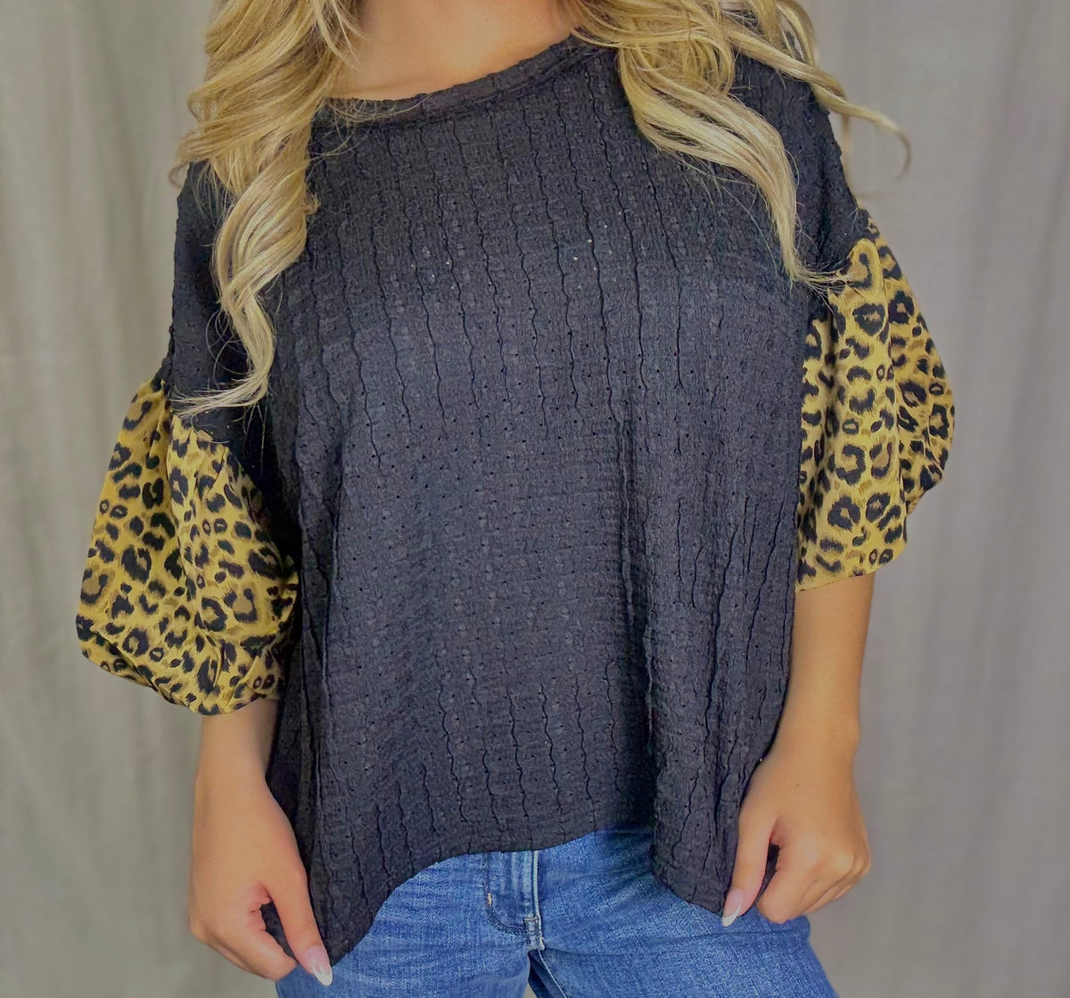 Knit Top w/ Leopard