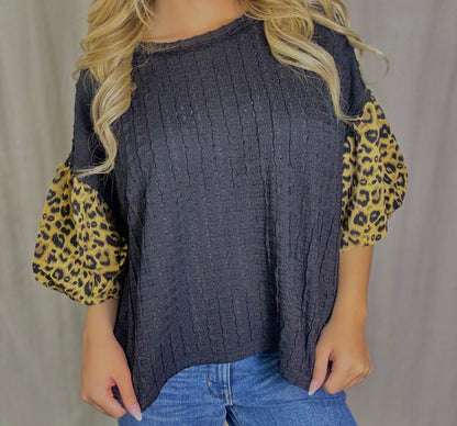 Knit Top w/ Leopard