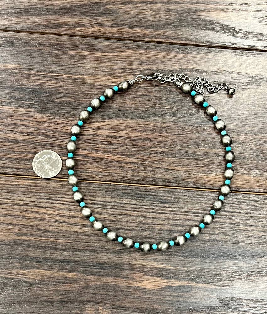 16" 10mm Oval Western Bead Necklace