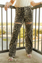Leopard Thigh Cut Out Straight Trouser Jeans Inseam 32"