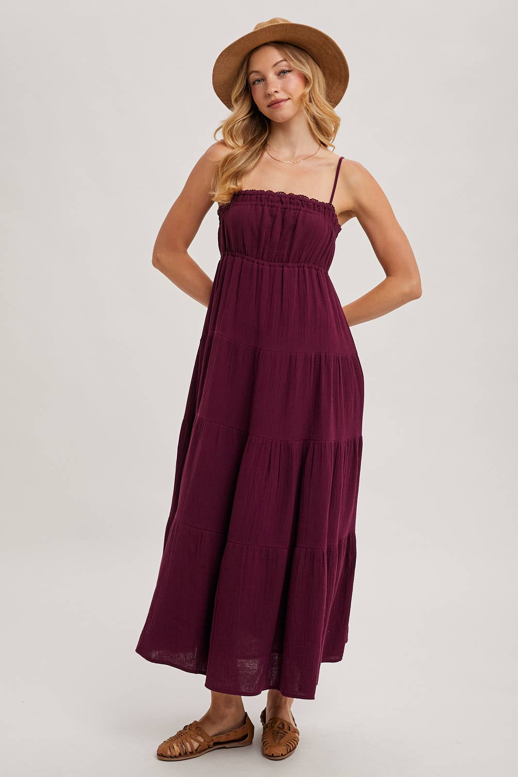 Ruffle Trim Tiered Maxi Sundress