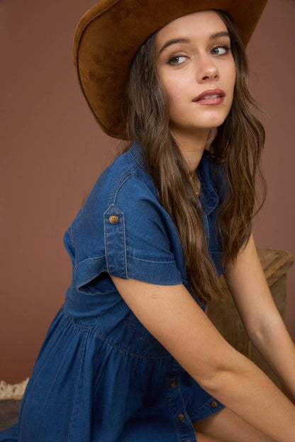 Chambray Button Down Shirt Dress