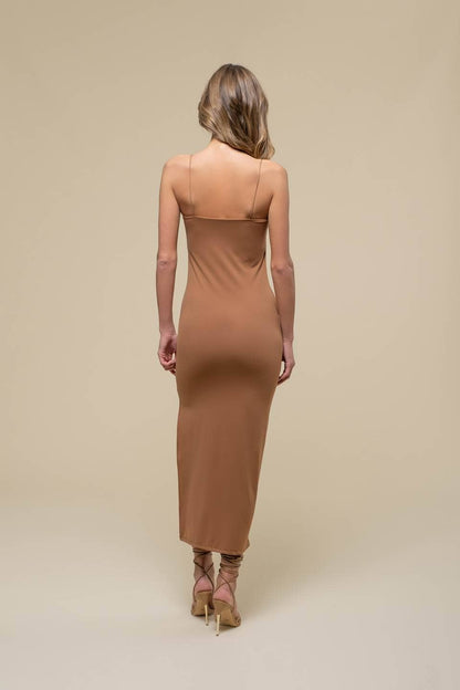 Bodycon Side Slit Cami Midi Dress