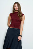 Funnel Neck Scrunch Knit Top