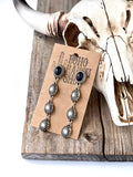 4 Tier Western Concho & Oval Stone Post Drop Earrings