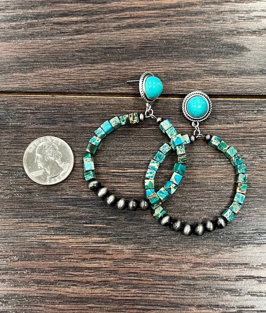 Gemstone Hoop Post Earrings
