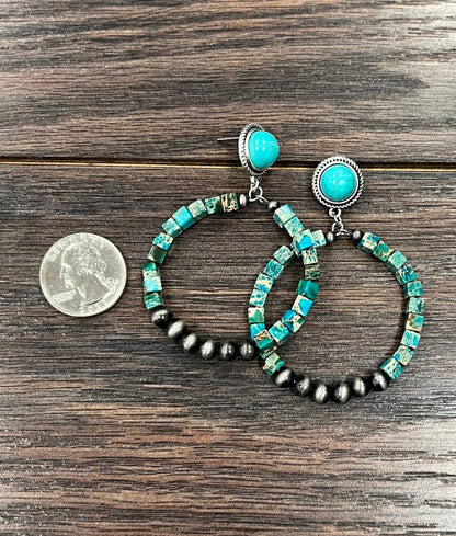 Gemstone Hoop Post Earrings
