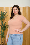 Plus Snap Button Henley Ribbed Knit Top