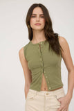 Sleeveless Button Down Knit Top
