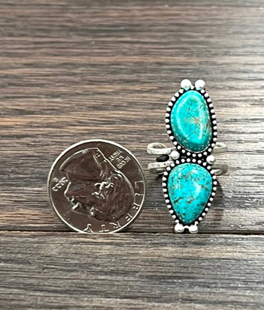 1.5" Western Turquoise Adjustable Ring