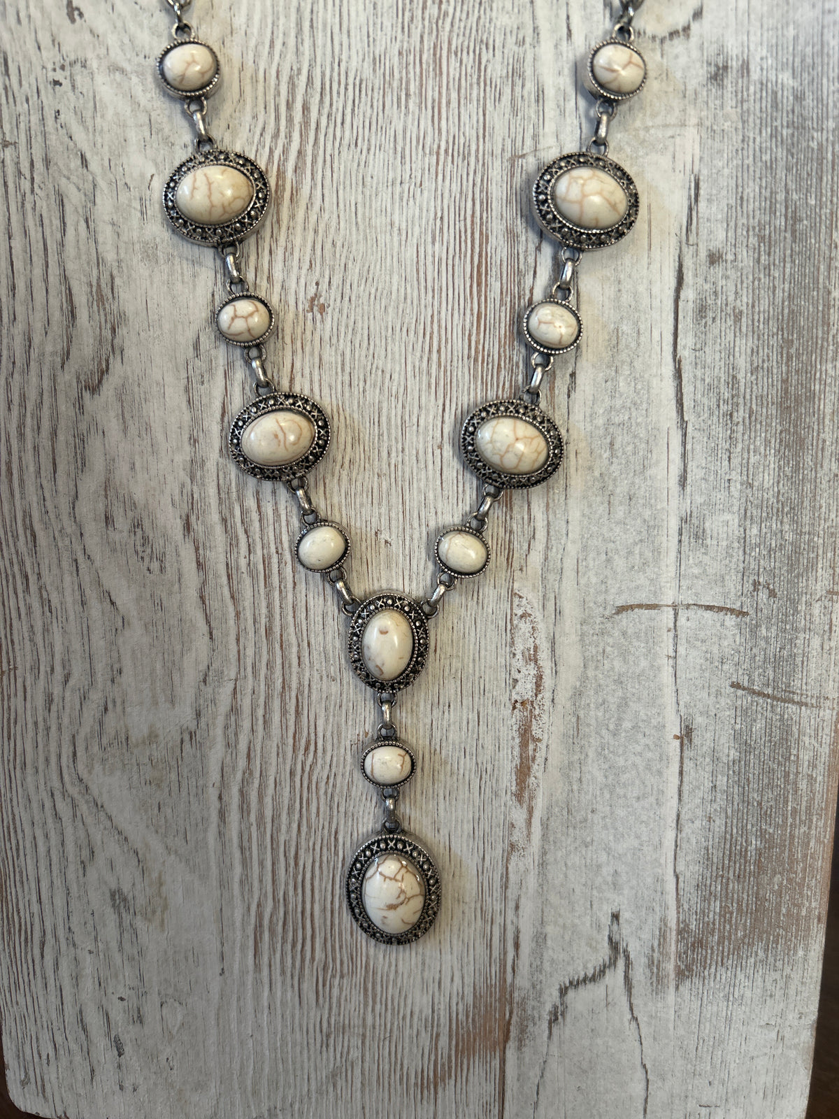 Large Circle & Oval Lariat Necklace