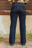 Dark Wash High Rise V-Yoke Trouser Denim Jeans