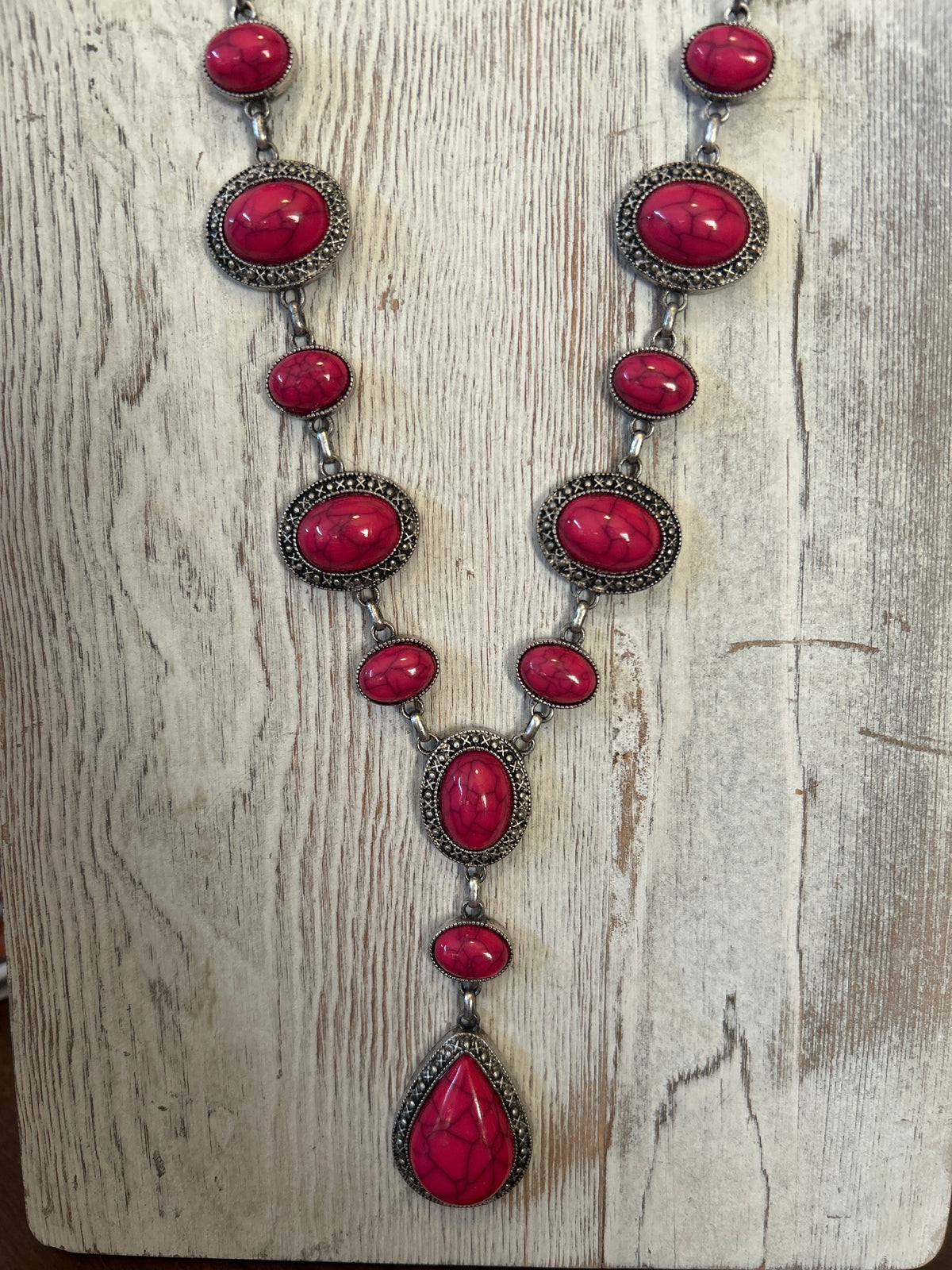 Large Circle & Oval Lariat Necklace