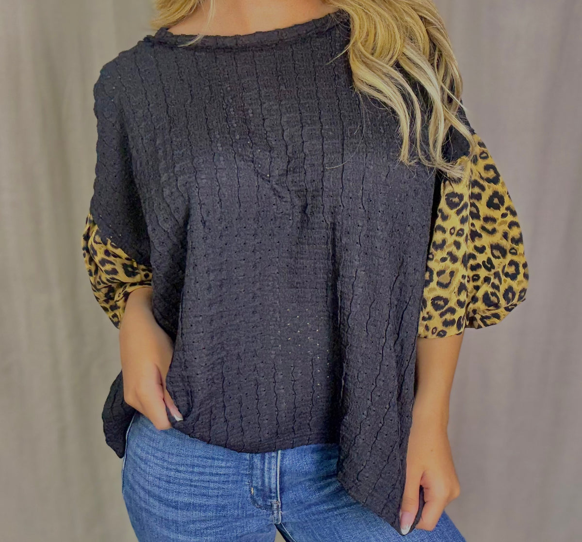 Knit Top w/ Leopard
