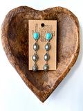 4 Tier Western Concho & Oval Stone Post Drop Earrings