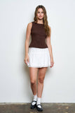 Scallop Lace Trim Button Down Vest Top