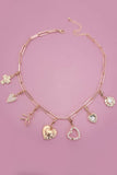 Bow Heart Charm Necklace